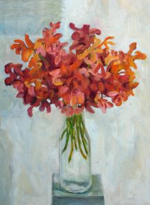 oil painting of flowers in vase