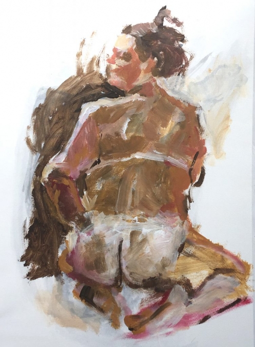 Famale nude from rear.